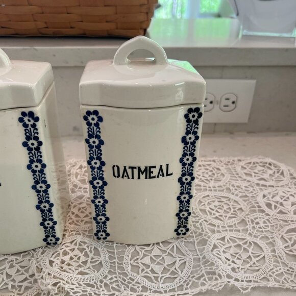 Matching Set 3 Barley, Rice, Oatmeal Dek 1623 Ges Geschatzt Porcelain Canisters - Picture 4 of 11